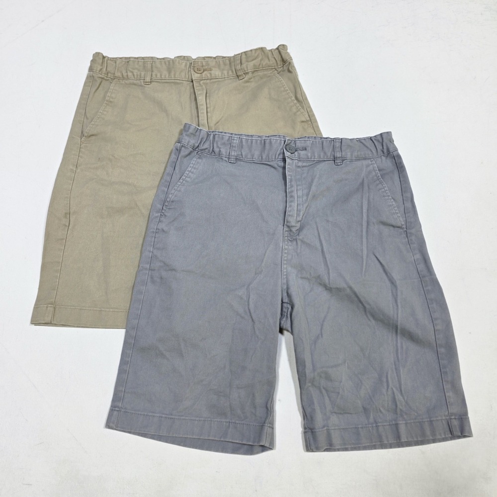 Old Navy Chino Shorts Boys 18 Khaki Gray 2 Pack Built-In‎ Flex Stretch Twill